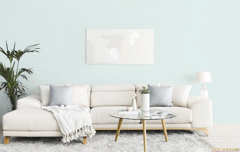 Giấy dán tường màu xanh ngọc của Hàn Quốc sẽ tạo nên không gian trong phòng khách của bạn một cách tươi xanh.